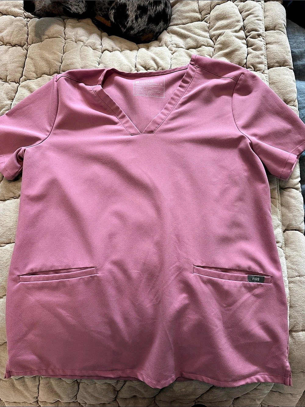 FIGS Casma Scrub Top Dusty Pink Short Sleeve